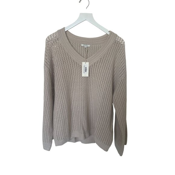 Z Supply Kiami Natural Color Crochet V-Neck Sweater - Picture 2 of 6